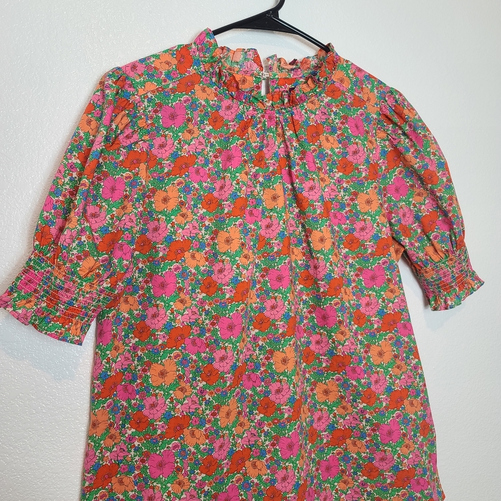 J.Crew Liberty Fabric Floral Smocked Puff-sleeve Top In Meadow Song Size Small - Picture 5 of 10